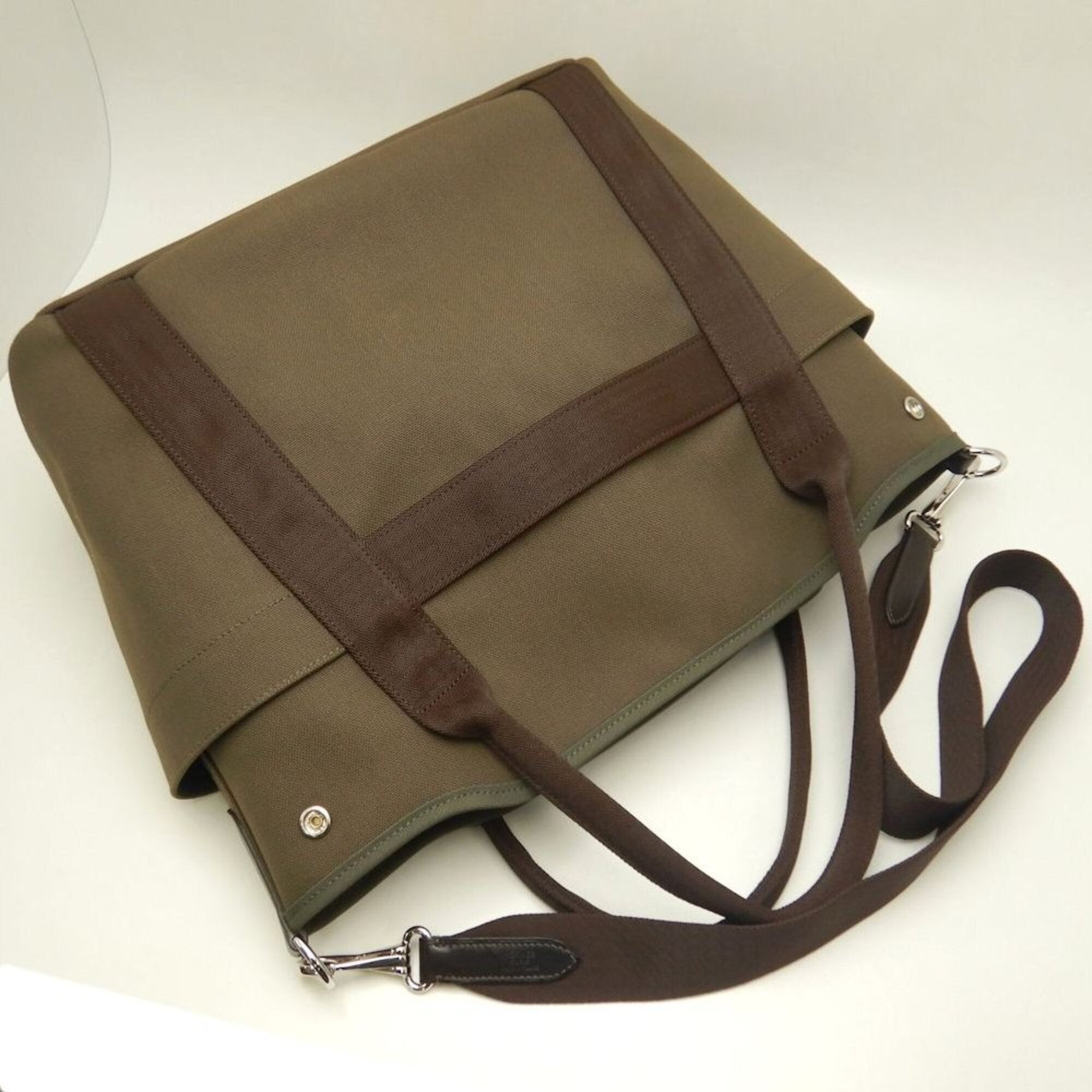 Hermes Khaki Canvas Tote Bag (Pre-Owned)