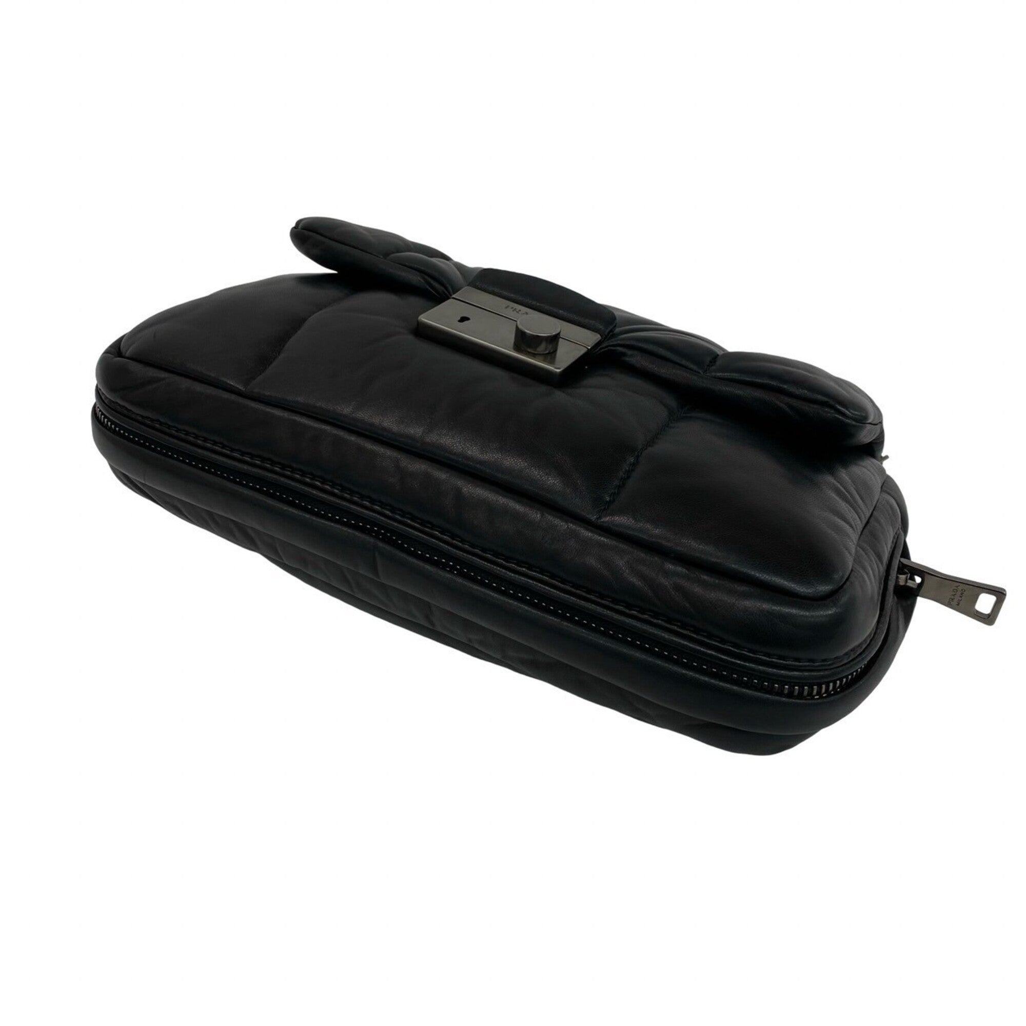Prada Black Leather Pochette Shoulder Bag (Pre-Owned)