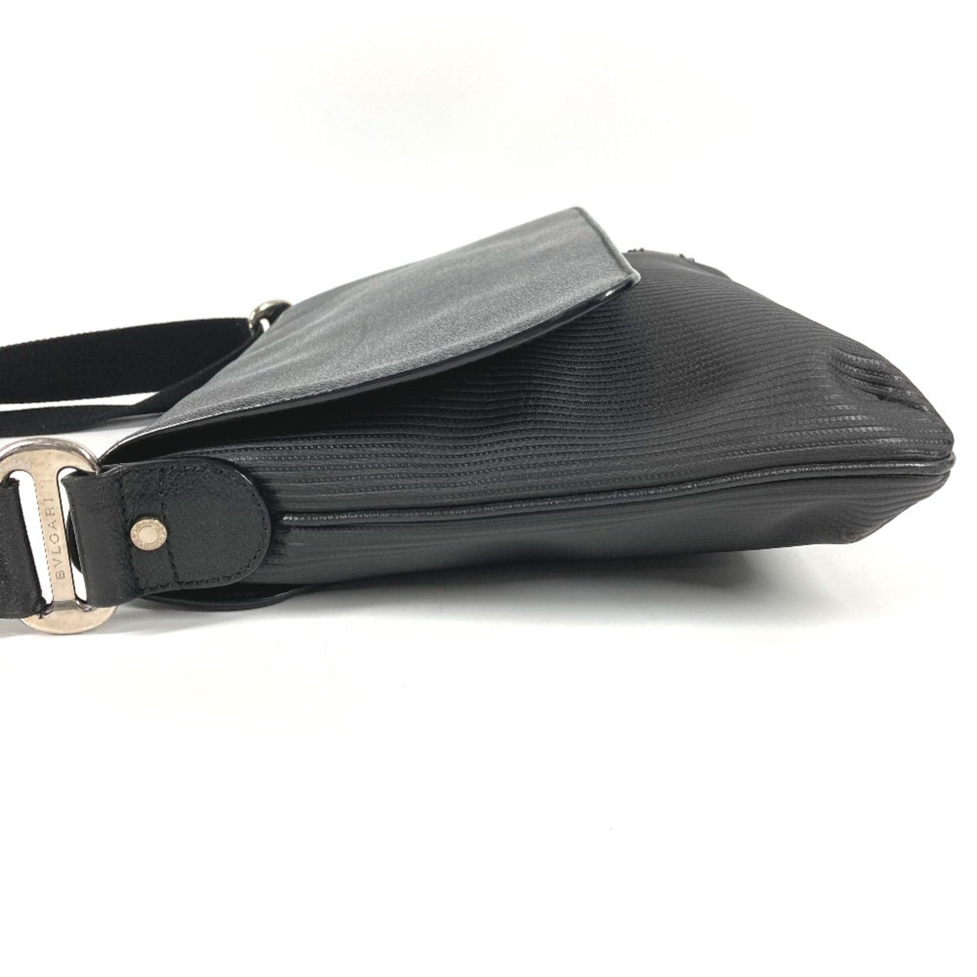 Bvlgari Black Pvc Leather Messenger Bag Shoulder Bag (Pre-Owned)