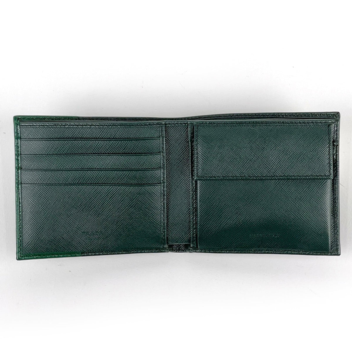 Prada Green Saffiano Triangle Leather Wallet (Bi-Fold) (Pre-Owned)