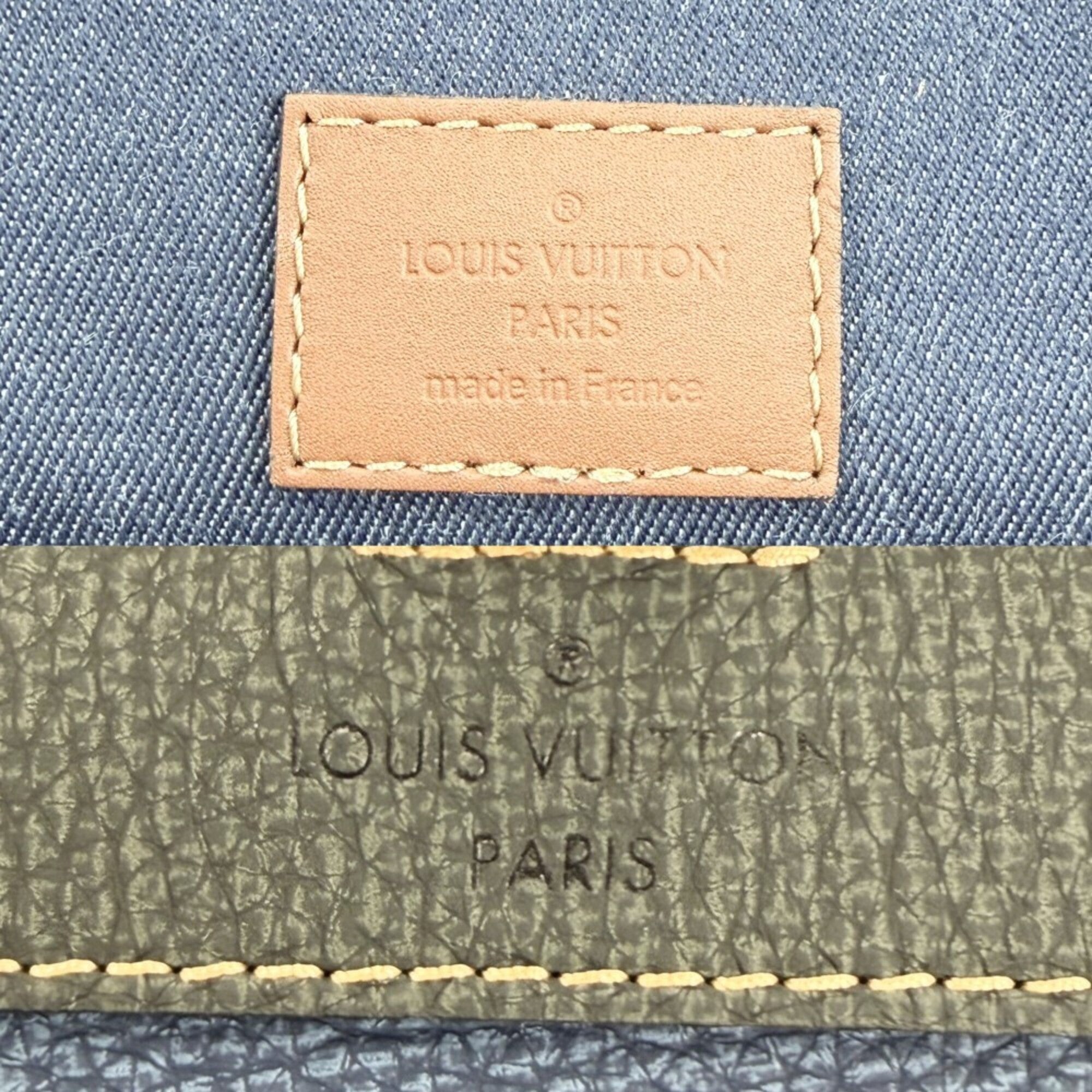 Louis Vuitton Blue Gray Leather Backpack (Pre-Owned)