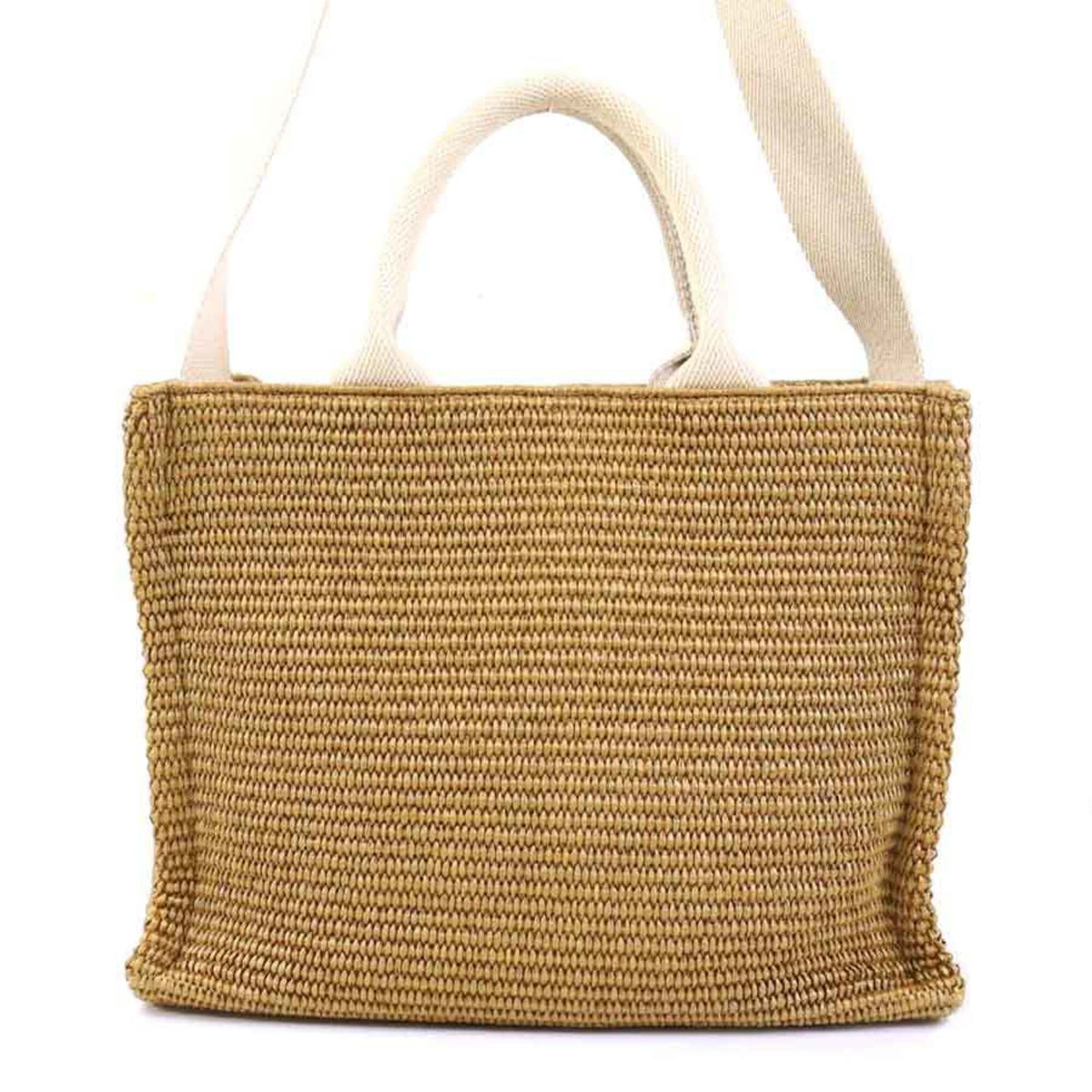 Marni Ivory Raffia Canvas Handbag Shoulder Bag (Pre-Owned)