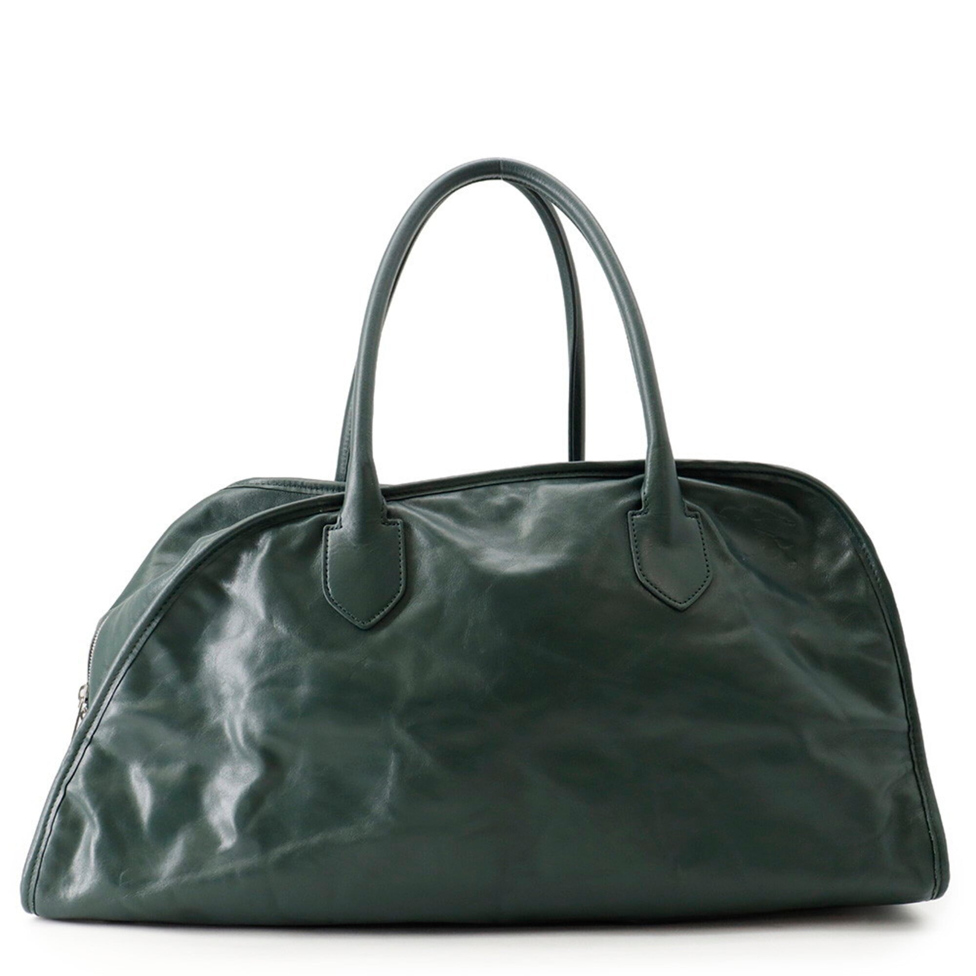 Burberry Blue Dark Green Leather Handbag Shoulder Bag (Pre-Owned)