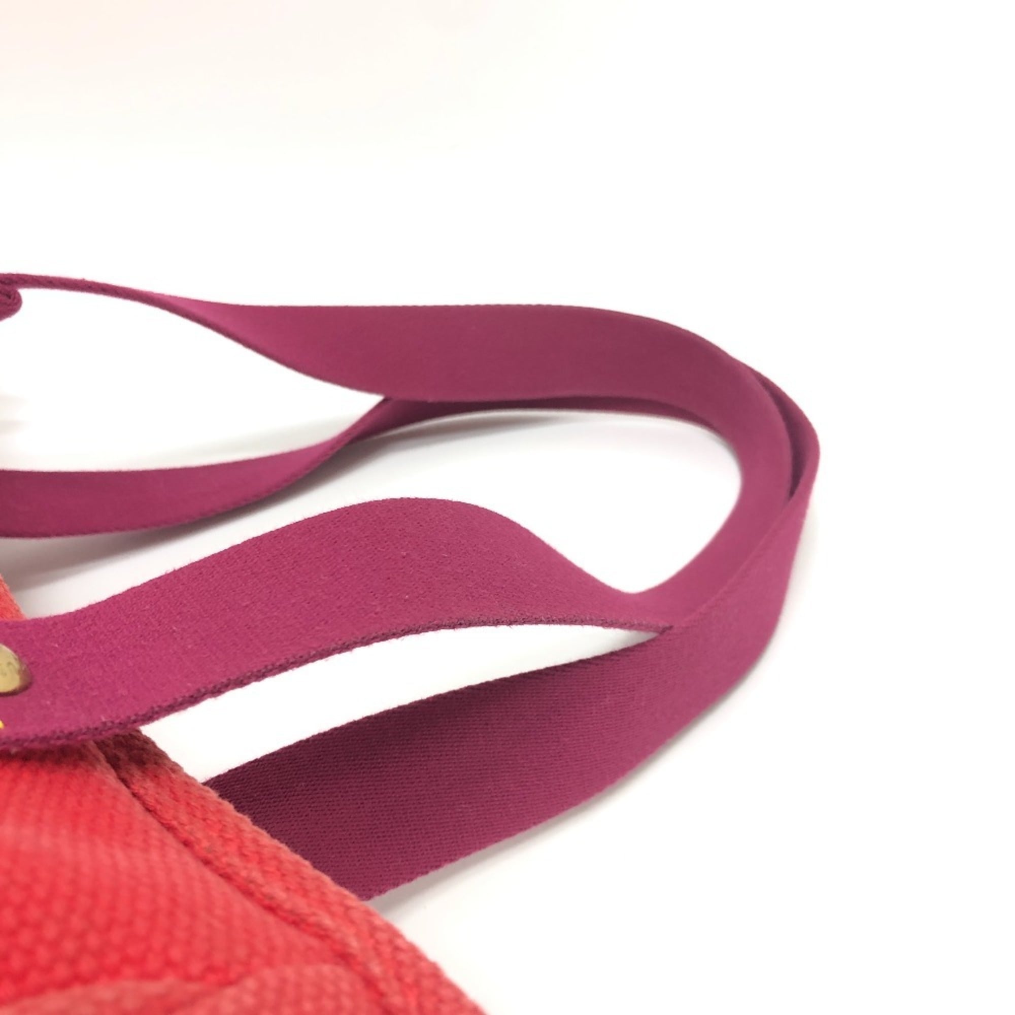 Louis Vuitton Red Color Canvas Tote Bag (Pre-Owned)