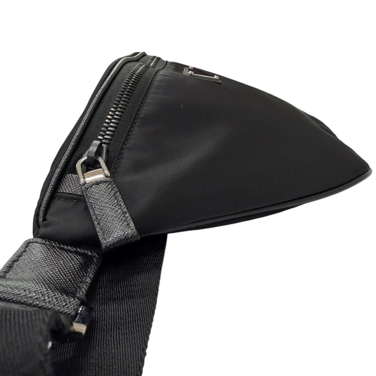 Prada Black Nylon Leather Fanny Pack Sling Bag (Pre-Owned)