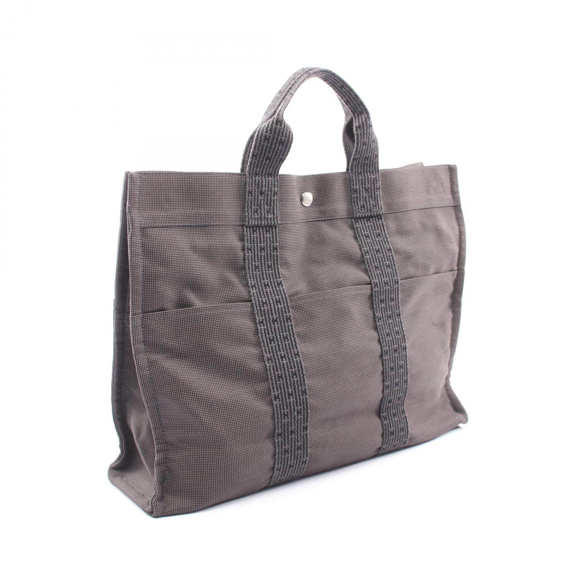 Hermes Gray Nylon Canvas Handbag Tote Bag (Pre-Owned)