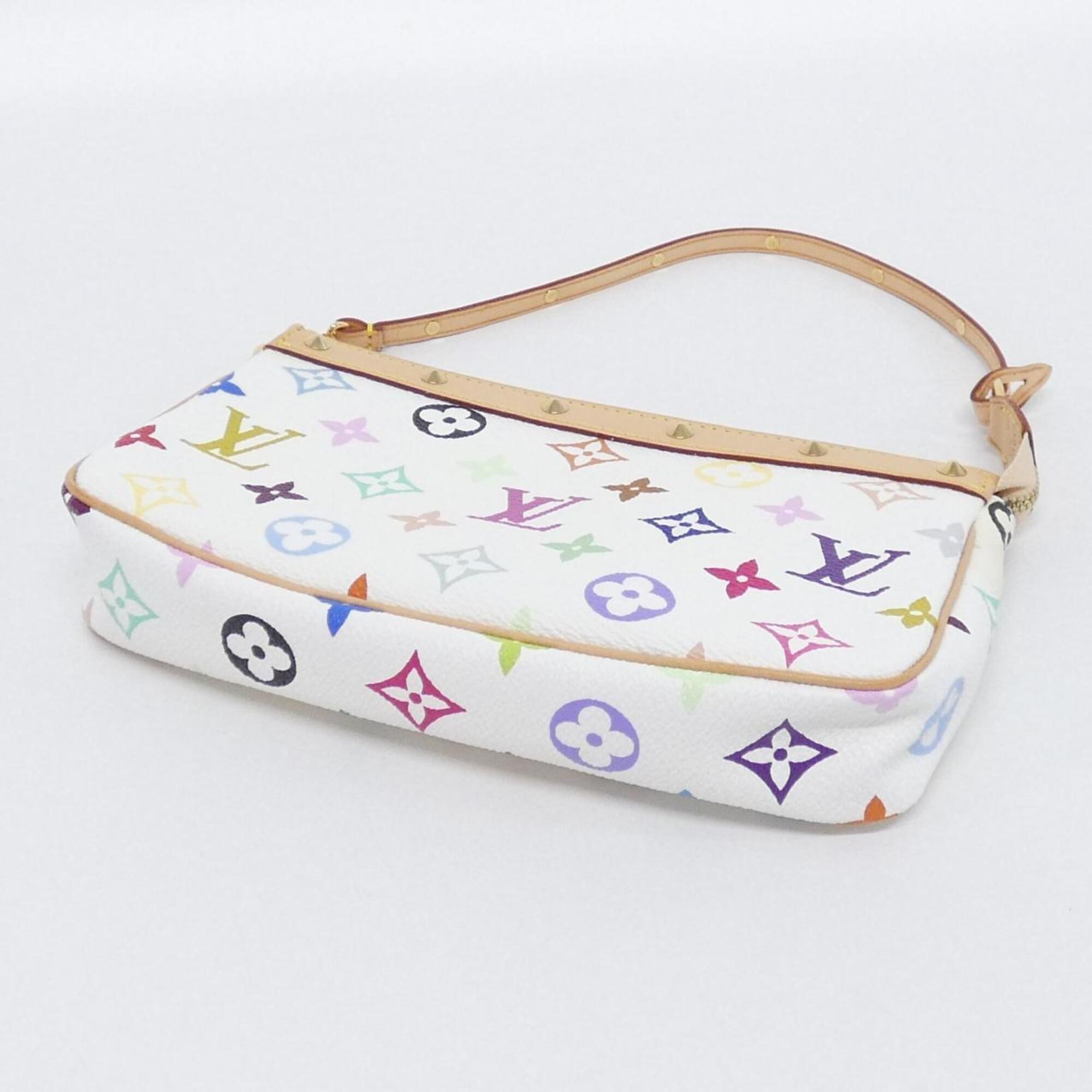 Louis Vuitton White Coated Canvas Pochette Pouch (Pre-Owned)