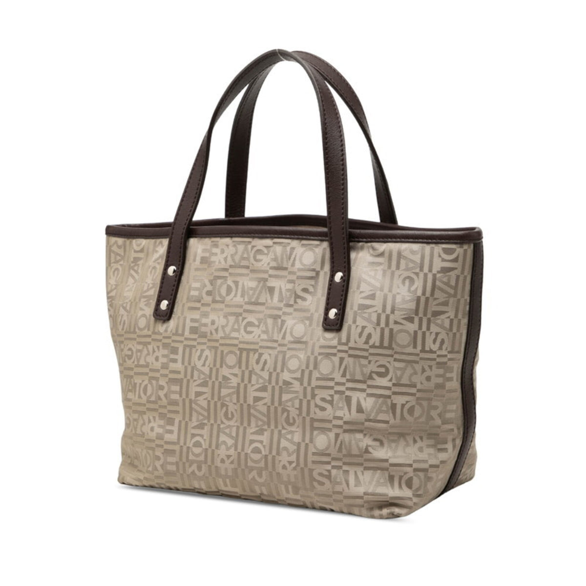 Salvatore Ferragamo Beige Canvas Leather Handbag (Pre-Owned)