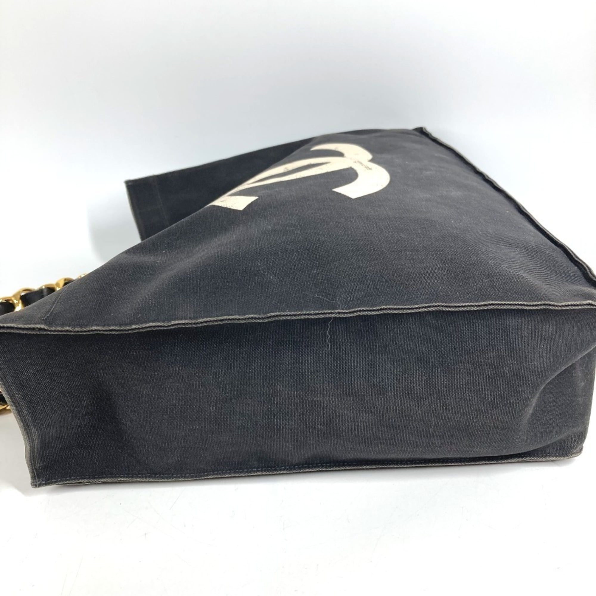Chanel Black White Canvas Shoulder Bag Tote Bag (Pre-Owned)