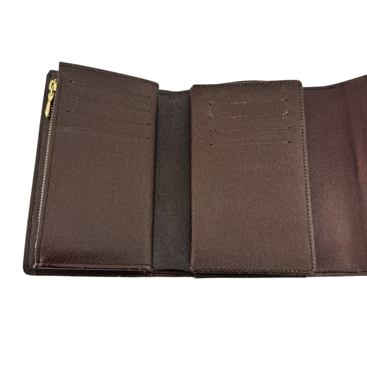 Louis Vuitton Damier Brown Leather Wallet (Tri-Fold) (Pre-Owned)