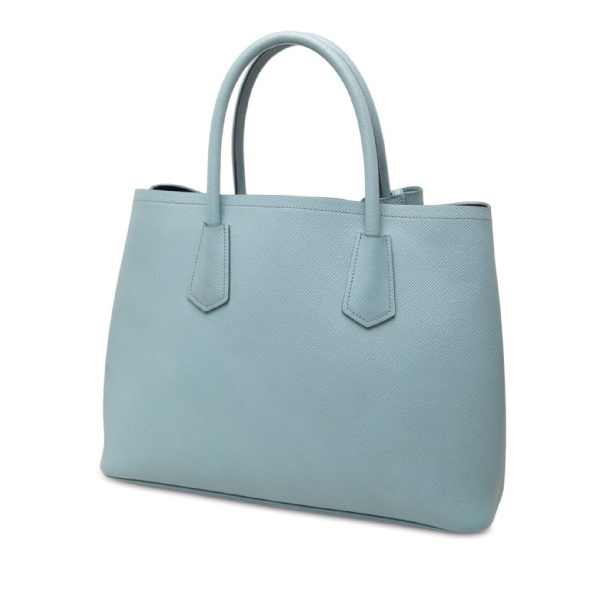 Prada Light Blue Saffiano Triangle Leather Handbag Shoulder Bag (Pre-Owned)
