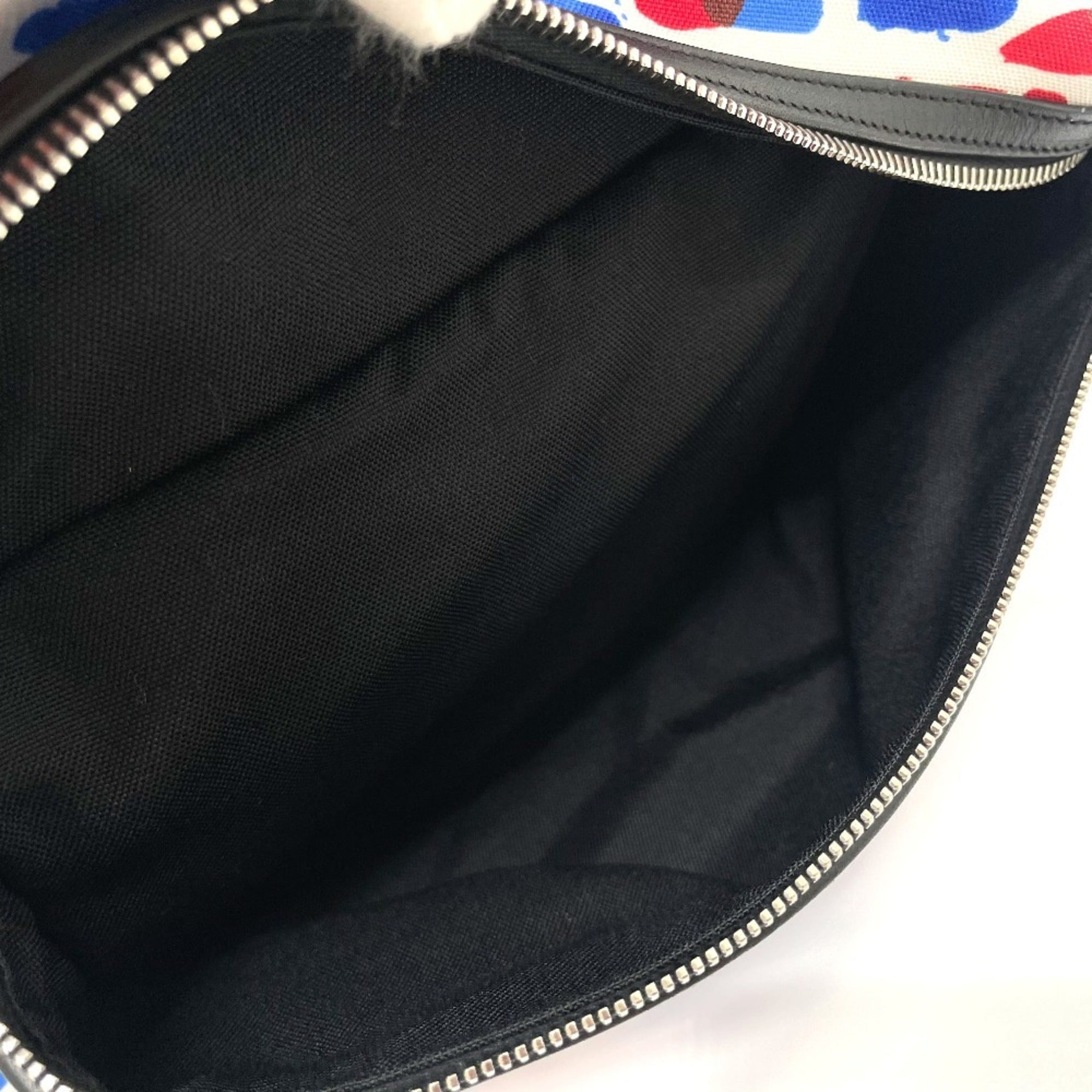 Saint Laurent Blue Red Color White Leather Canvas Backpack (Pre-Owned)