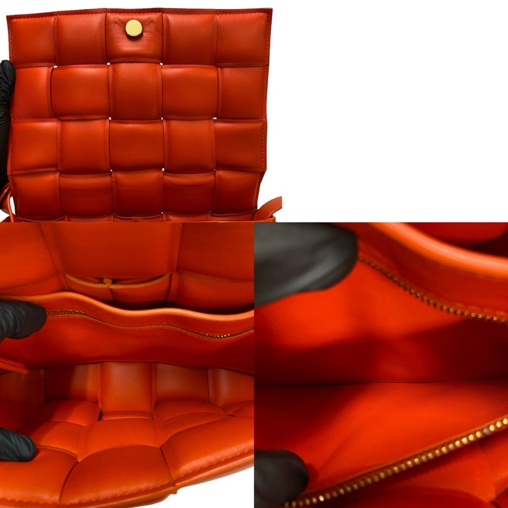Bottega Veneta Orange Leather Pochette Shoulder Bag (Pre-Owned)