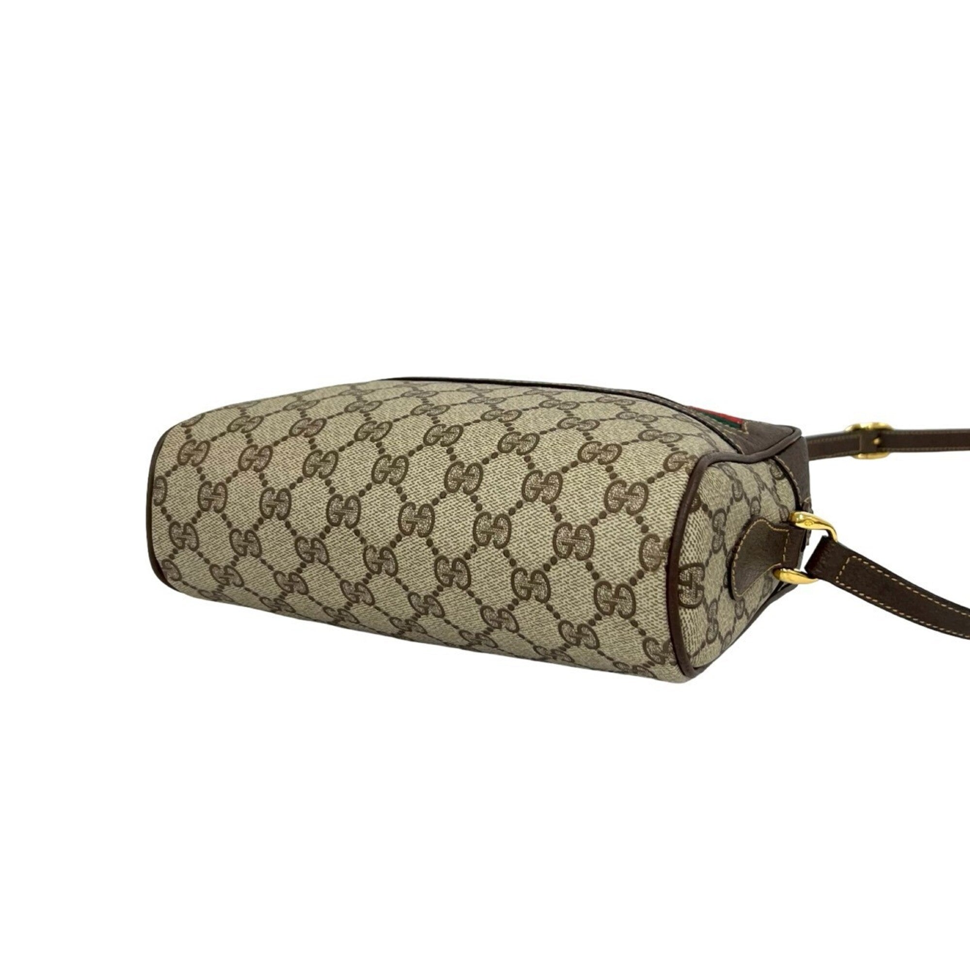 Gucci Brown Green Red Color Leather Pvc Pochette Shoulder Bag (Pre-Owned)