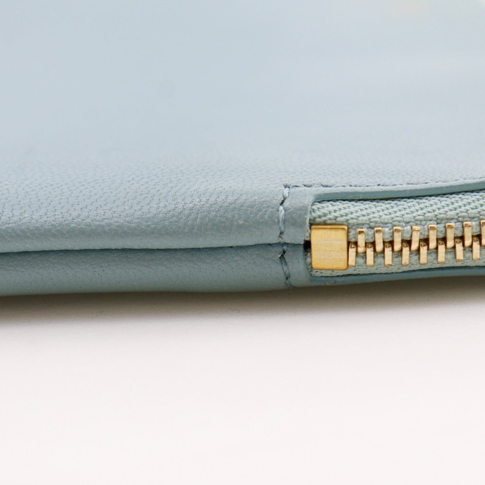 Celine Black Light Blue Leather Clutch Bag Pouch (Pre-Owned)