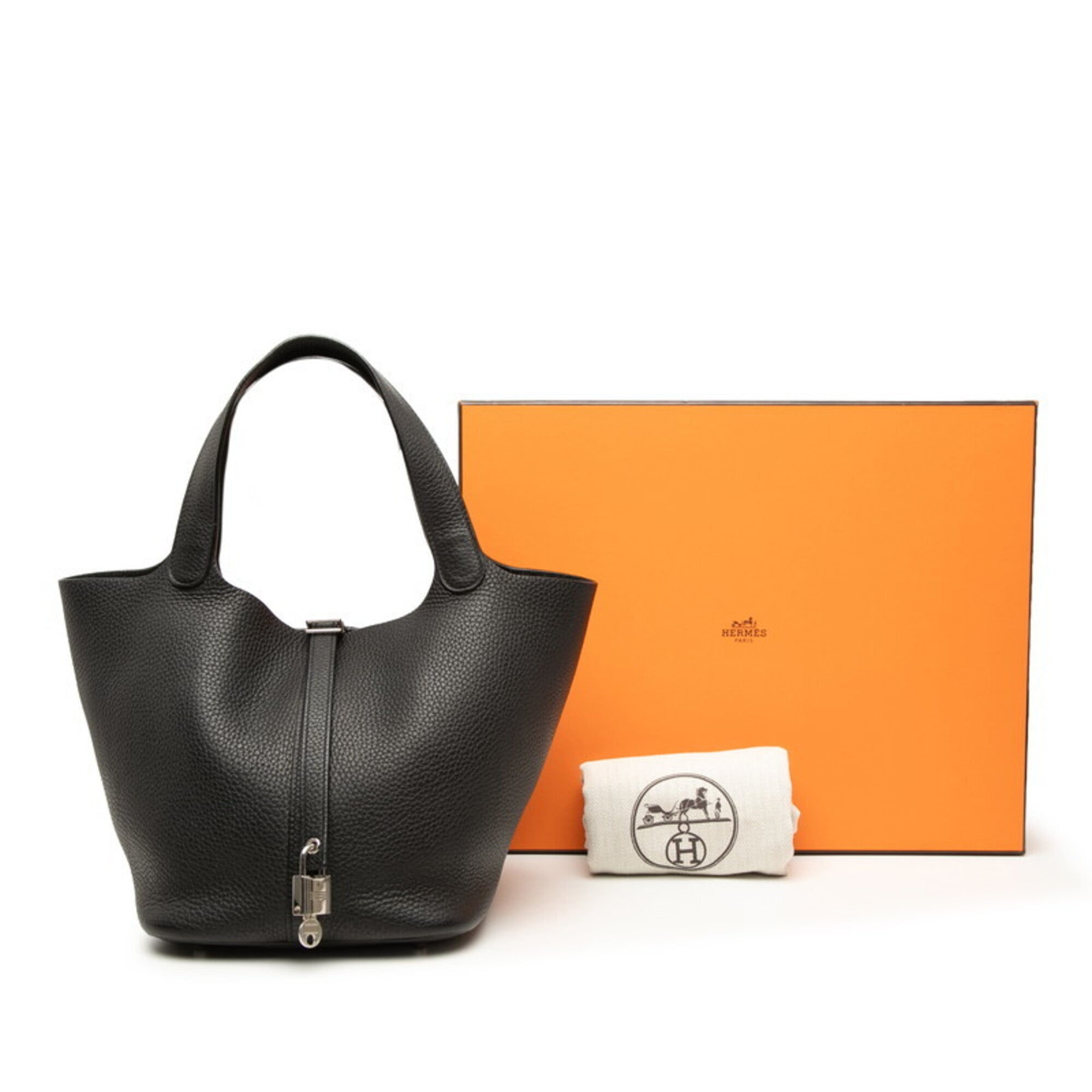 Hermes Black Taurillon Clemence Leather Handbag (Pre-Owned)