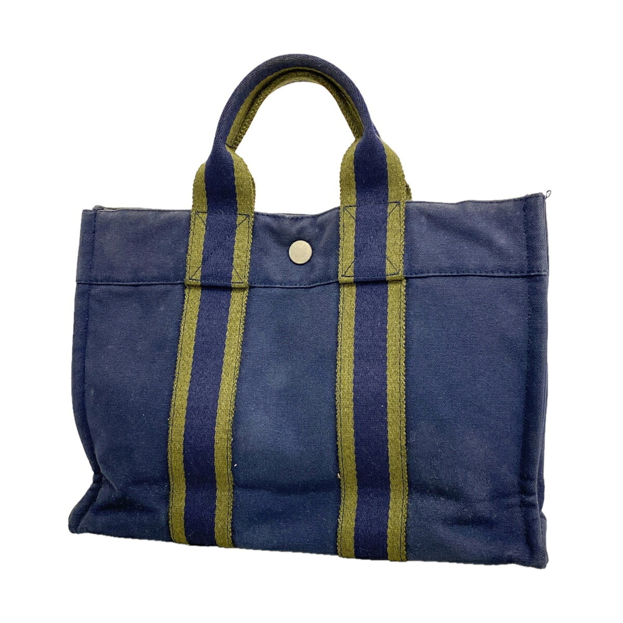 Hermes Navy Canvas Handbag (Pre-Owned)
