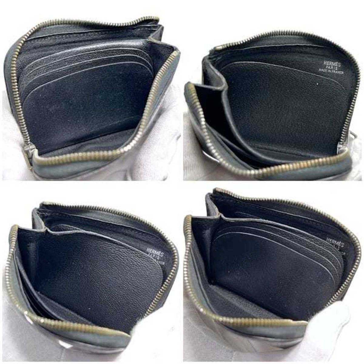 Hermes Black Box Calf Leather Coin Purse/Coin Case (Pre-Owned)