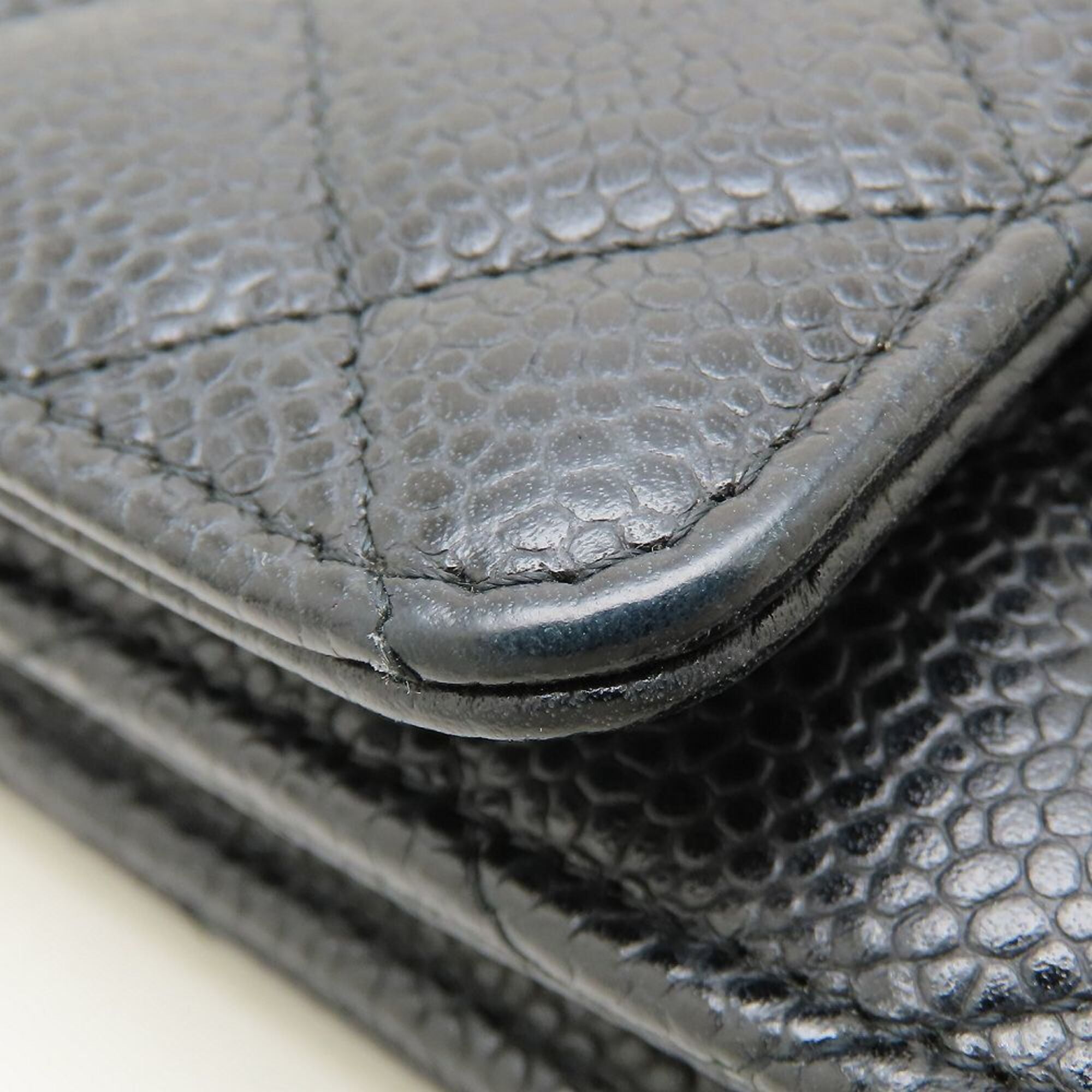 Chanel Black Grained Calfskin Chain/Shoulder Wallet (Pre-Owned)