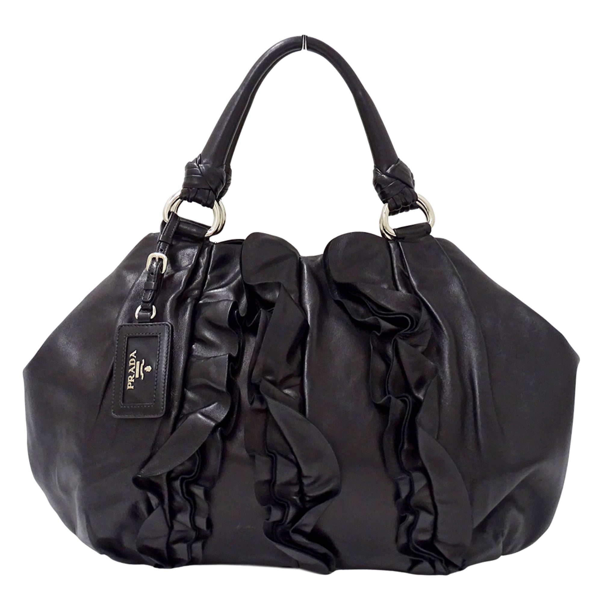 Prada Black Leather Handbag Tote Bag (Pre-Owned)