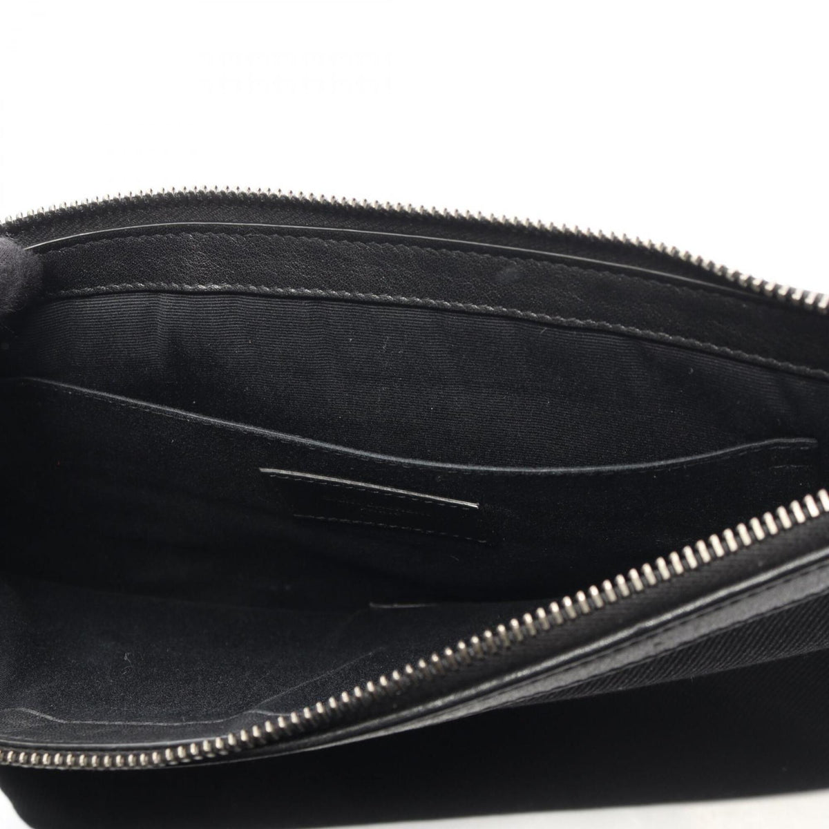 Yves Saint Laurent Black Canvas Leather Clutch Bag Handbag (Pre-Owned)