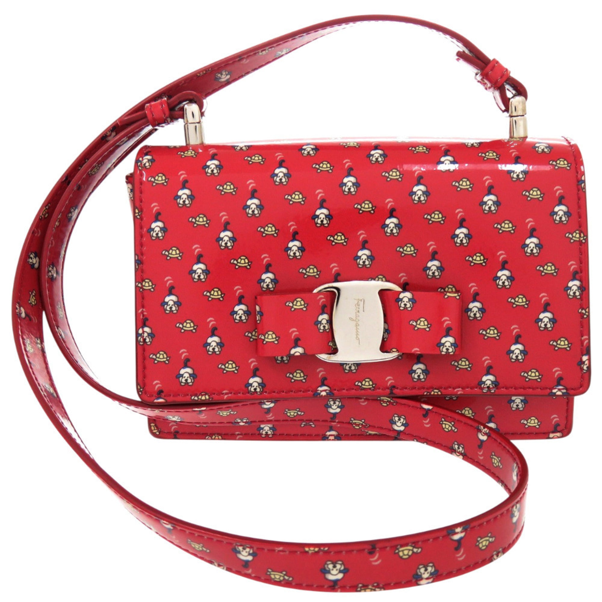 Salvatore Ferragamo Red Color Leather Shoulder Bag (Pre-Owned)