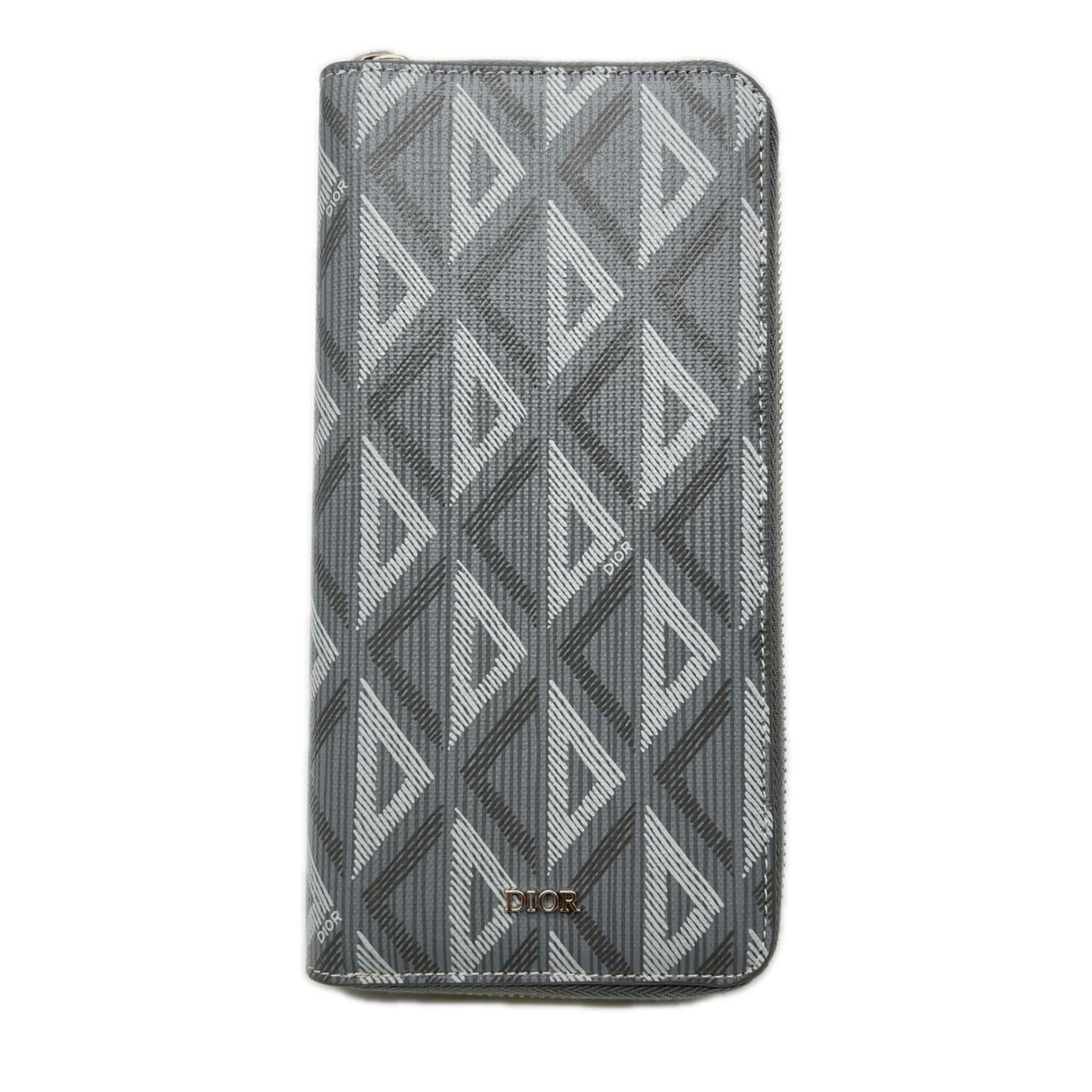 Christian Dior Gray Coated Canvas Leather Long Wallet (Bi-Fold) (Pre-Owned)