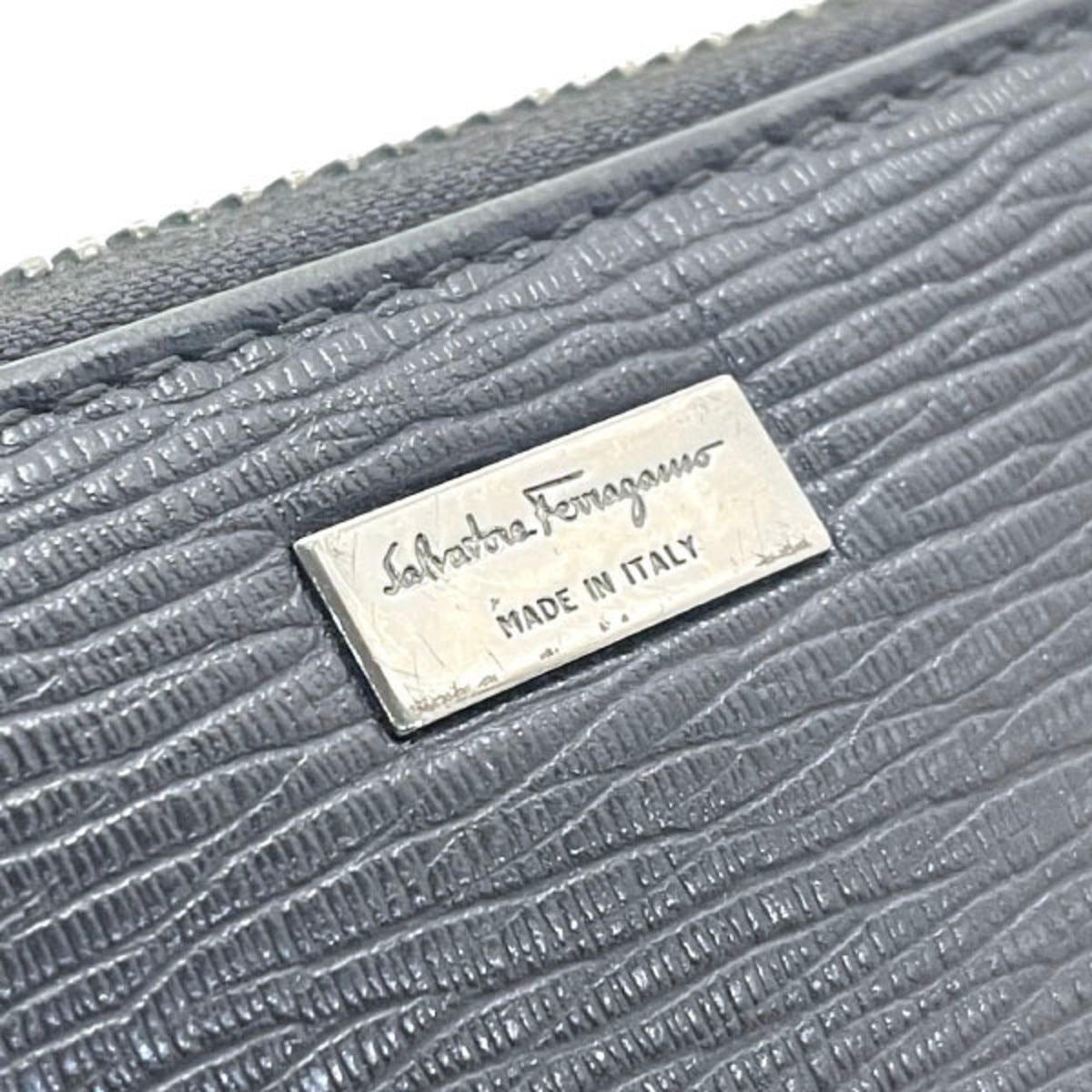 Salvatore Ferragamo Black Leather Long Wallet (Bi-Fold) (Pre-Owned)