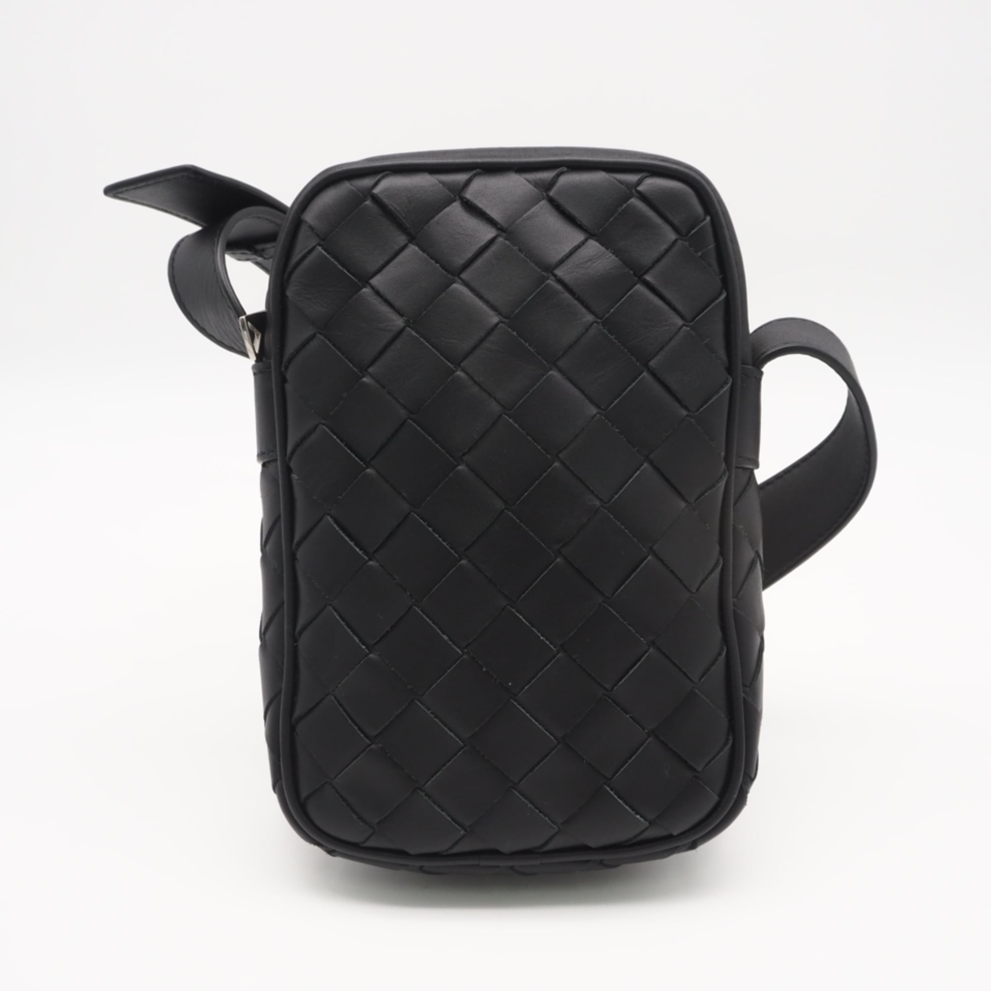 Bottega Veneta Intrecciato Black Leather Shoulder Bag Sling Bag (Pre-Owned)