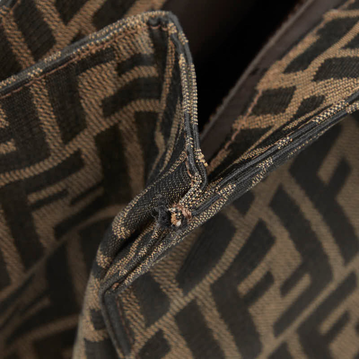 Fendi Zucca Brown Canvas Leather Shoulder Bag Tote Bag (Pre-Owned)