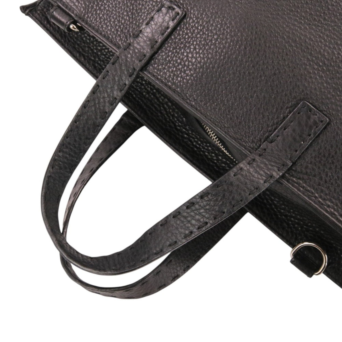 Fendi Selleria Black Leather Shoulder Bag Tote Bag (Pre-Owned)