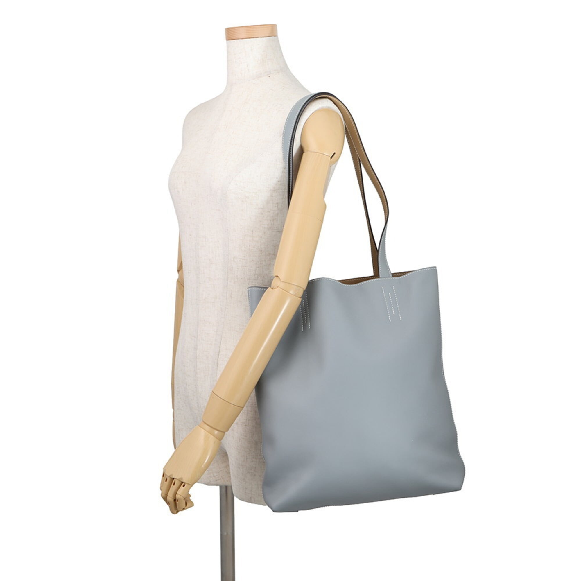 Hermes Beige Light Gray Swift Leather Tote Bag (Pre-Owned)