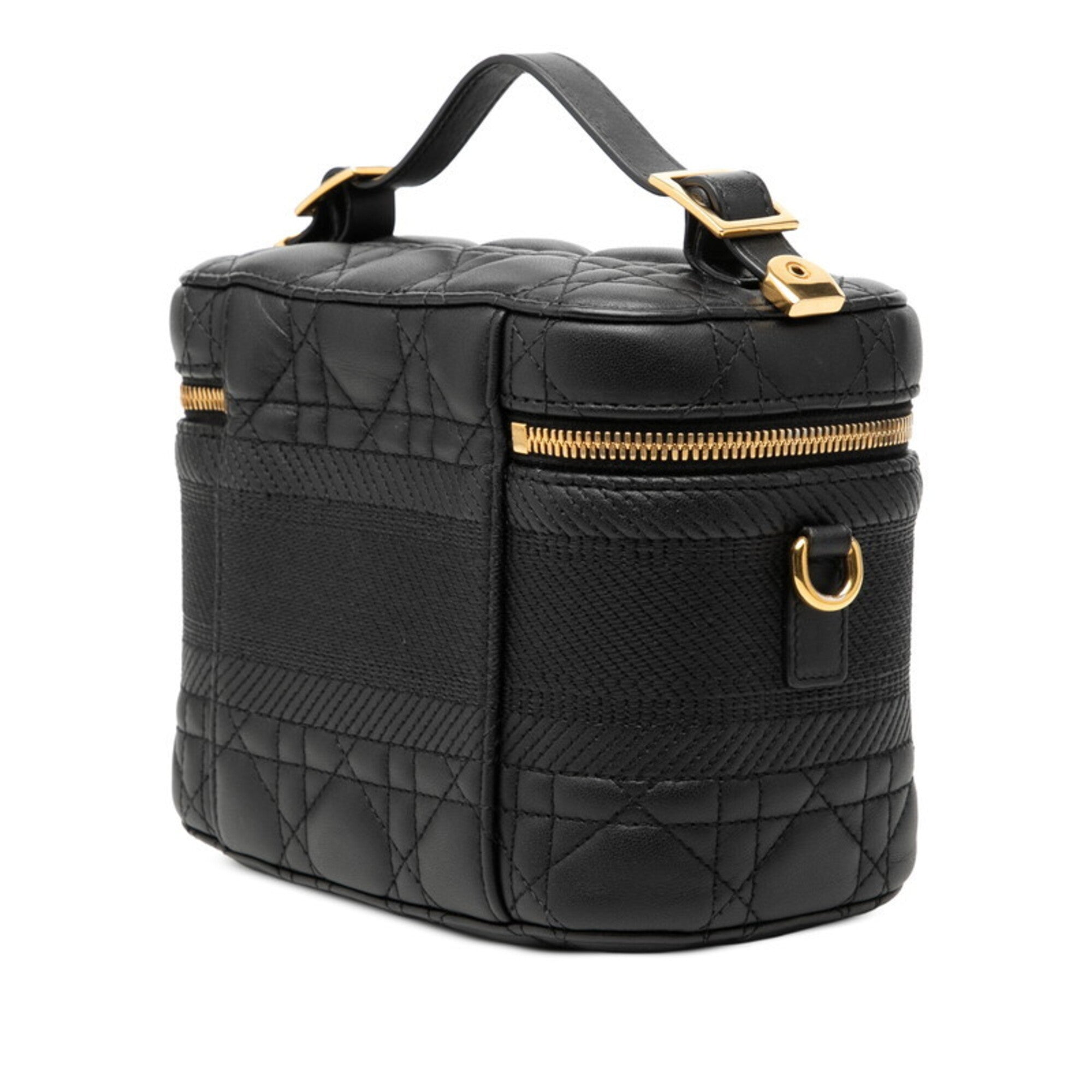 Christian Dior Black Leather Shoulder Bag Vanity Bag (Pre-Owned)