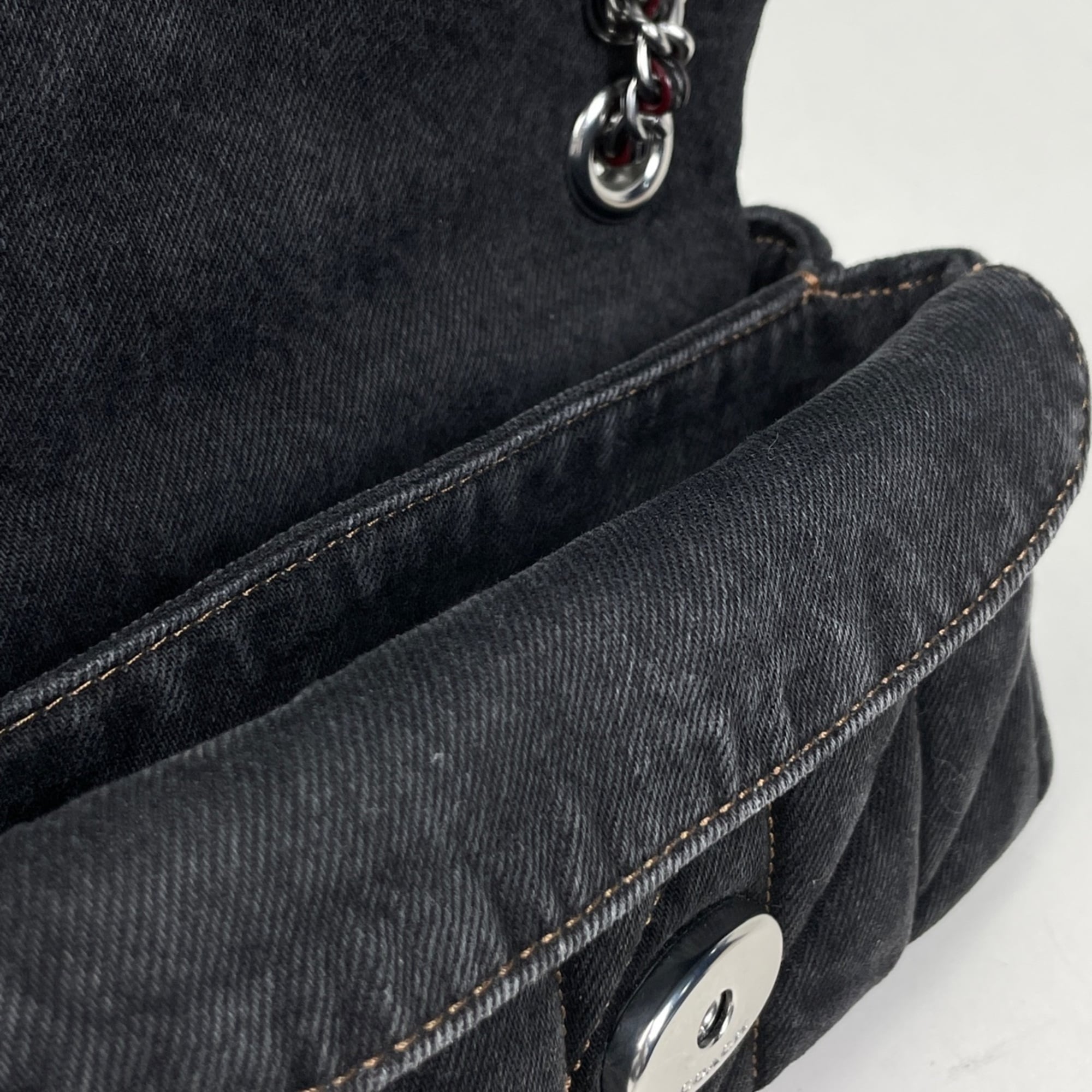 Coach Black Denim Leather Shoulder Bag (Pre-Owned)