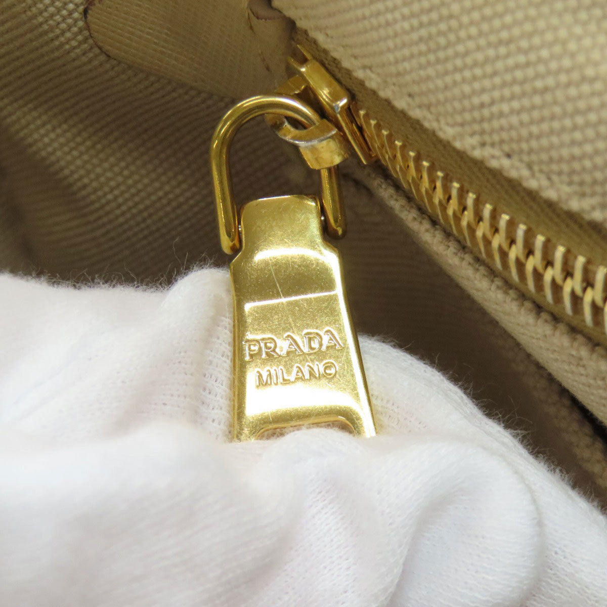 Prada Beige Canvas Handbag (Pre-Owned)
