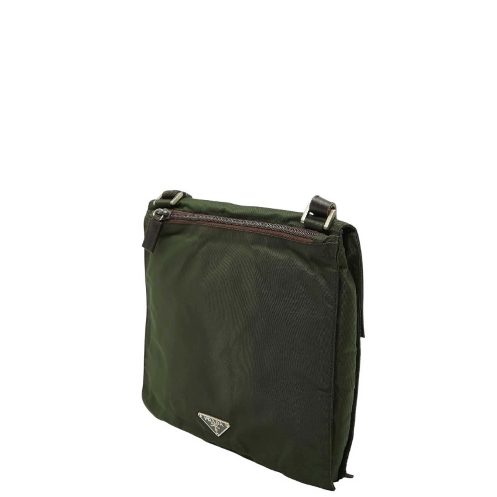 Prada Brown Khaki Nylon Shoulder Bag (Pre-Owned)