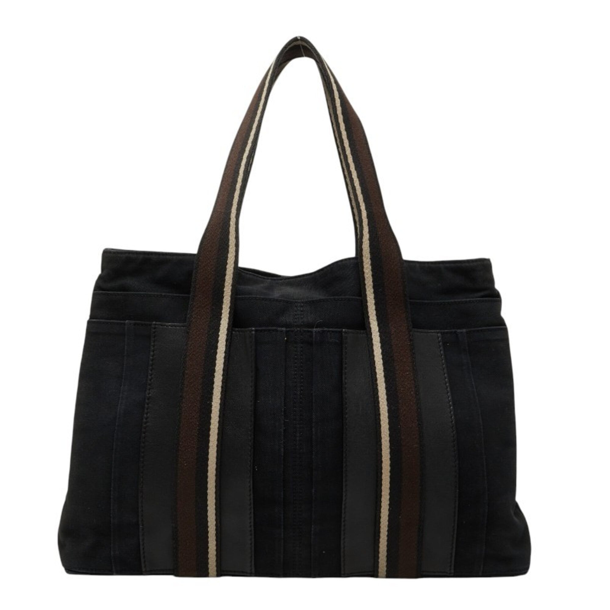 Hermes Black Canvas Leather Tote Bag (Pre-Owned)