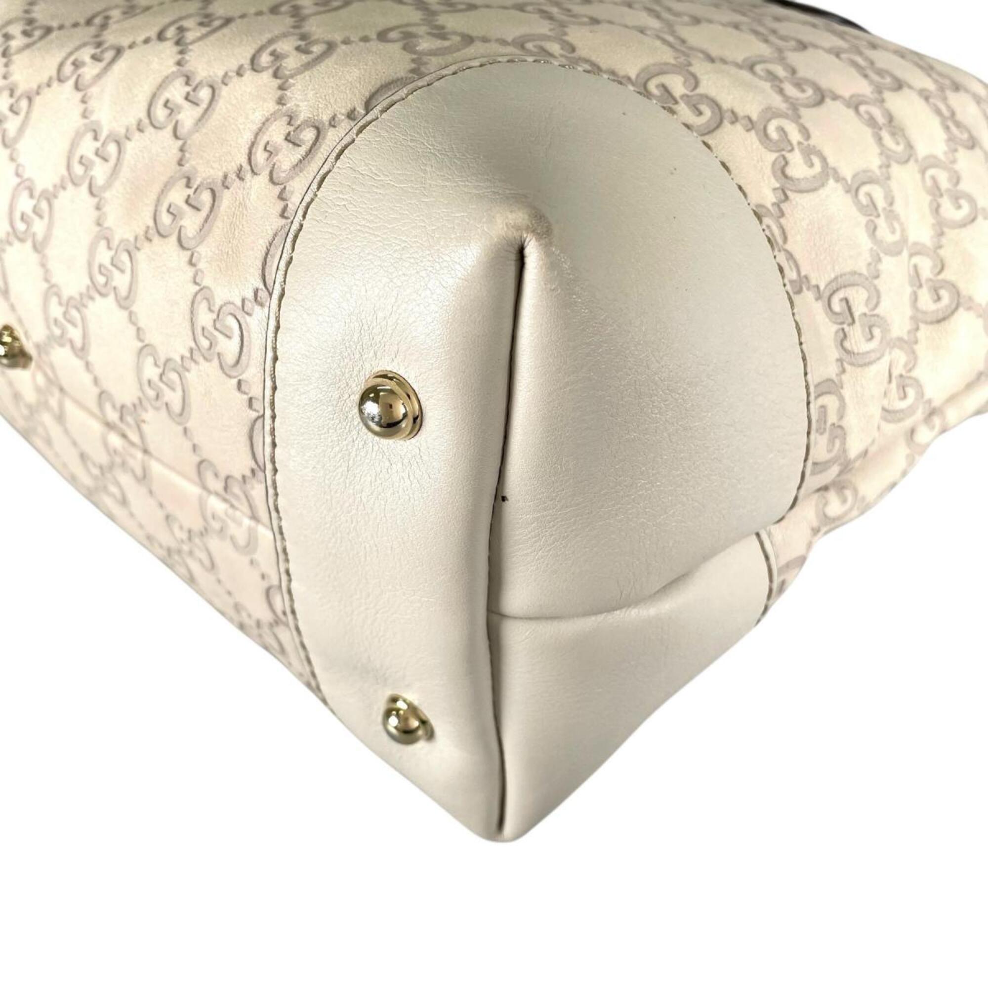 Gucci Beige Leather Shoulder Bag Tote Bag (Pre-Owned)