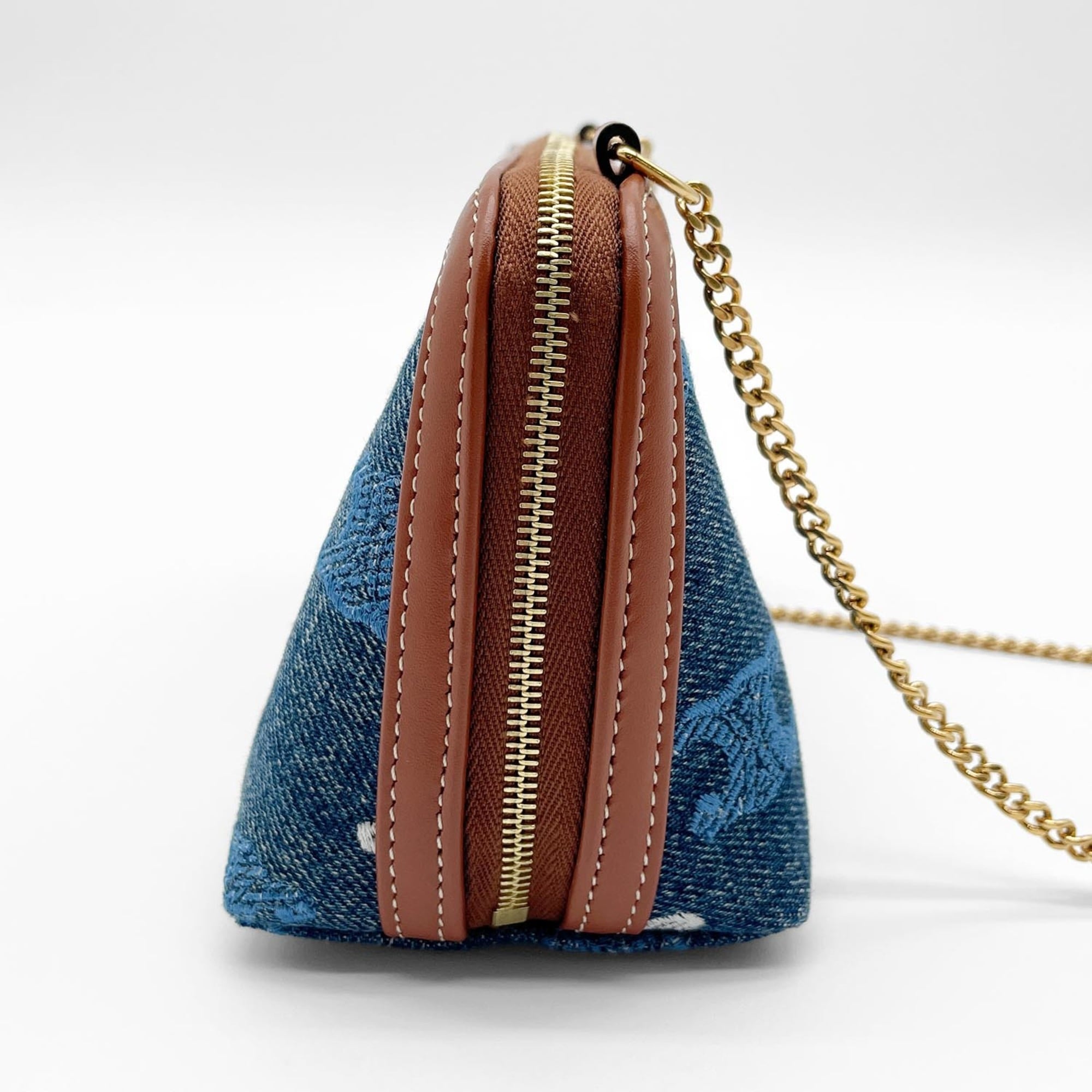 Celine Blue Brown Multi-Color Denim Clutch Bag (Pre-Owned)