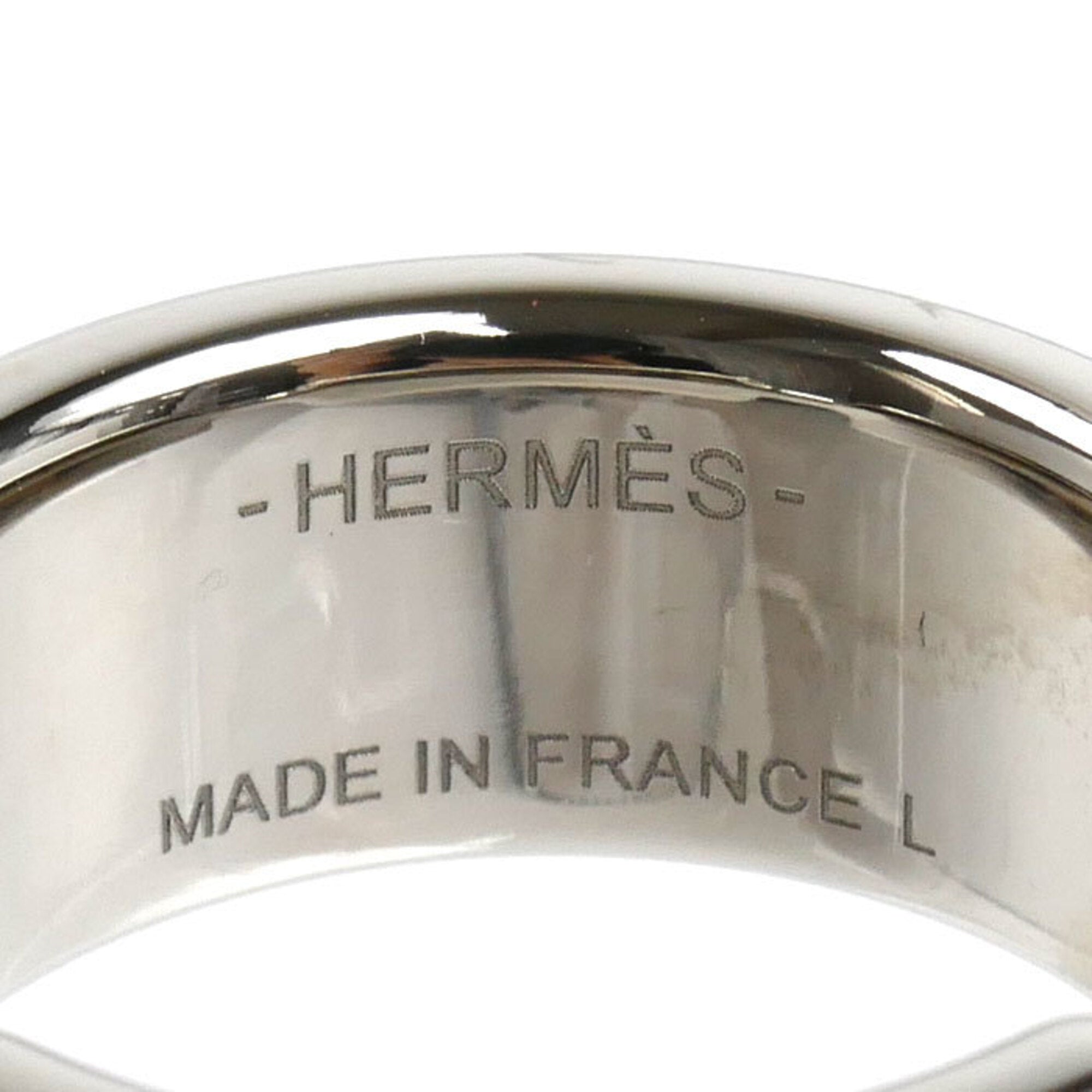 Hermes Silver Etoupe Gray Gold Plating Leather Band Ring (Pre-Owned)