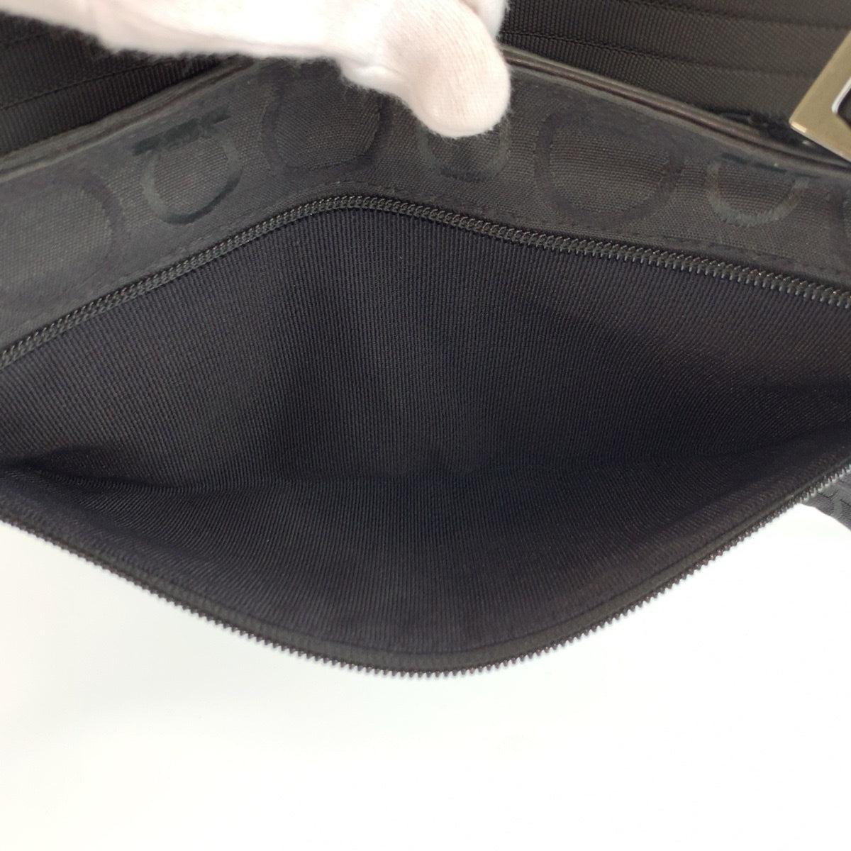 Salvatore Ferragamo Black Canvas Sling Bag (Pre-Owned)