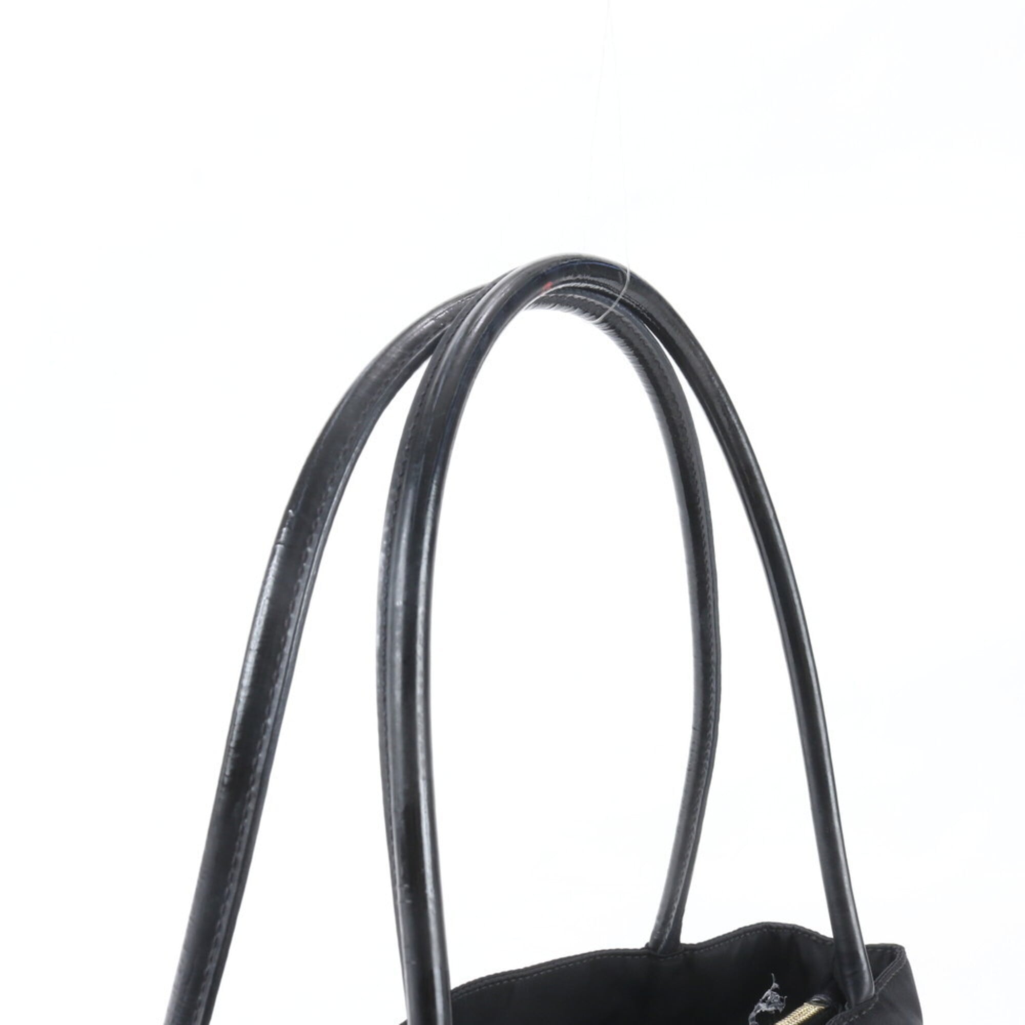 Prada Black Nylon Leather Handbag Shoulder Bag Tote Bag (Pre-Owned)