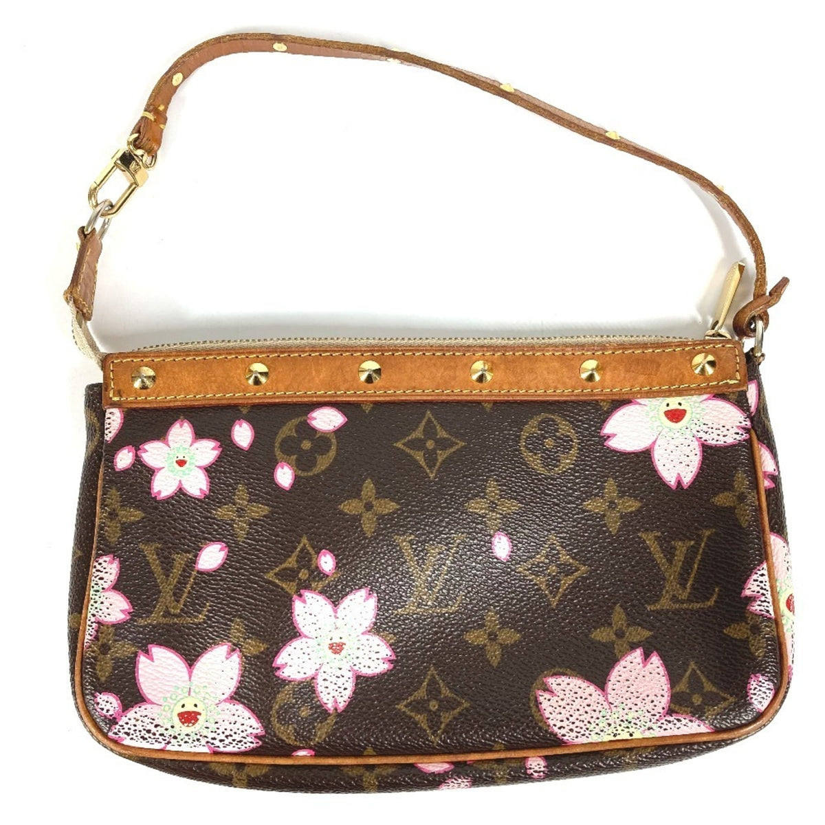 Louis Vuitton Brown Pink Monogram Cherry Blossom Handbag Pouch Shoulder Bag (Pre-Owned)
