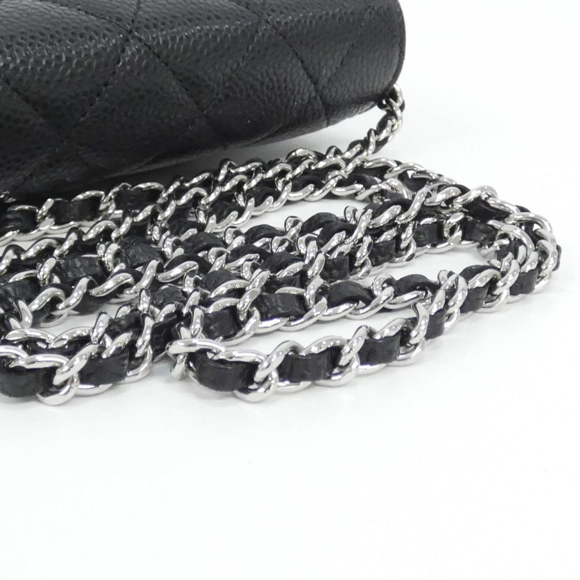 Chanel Black Bordeaux Grained Calfskin Chain/Shoulder Wallet (Pre-Owned)