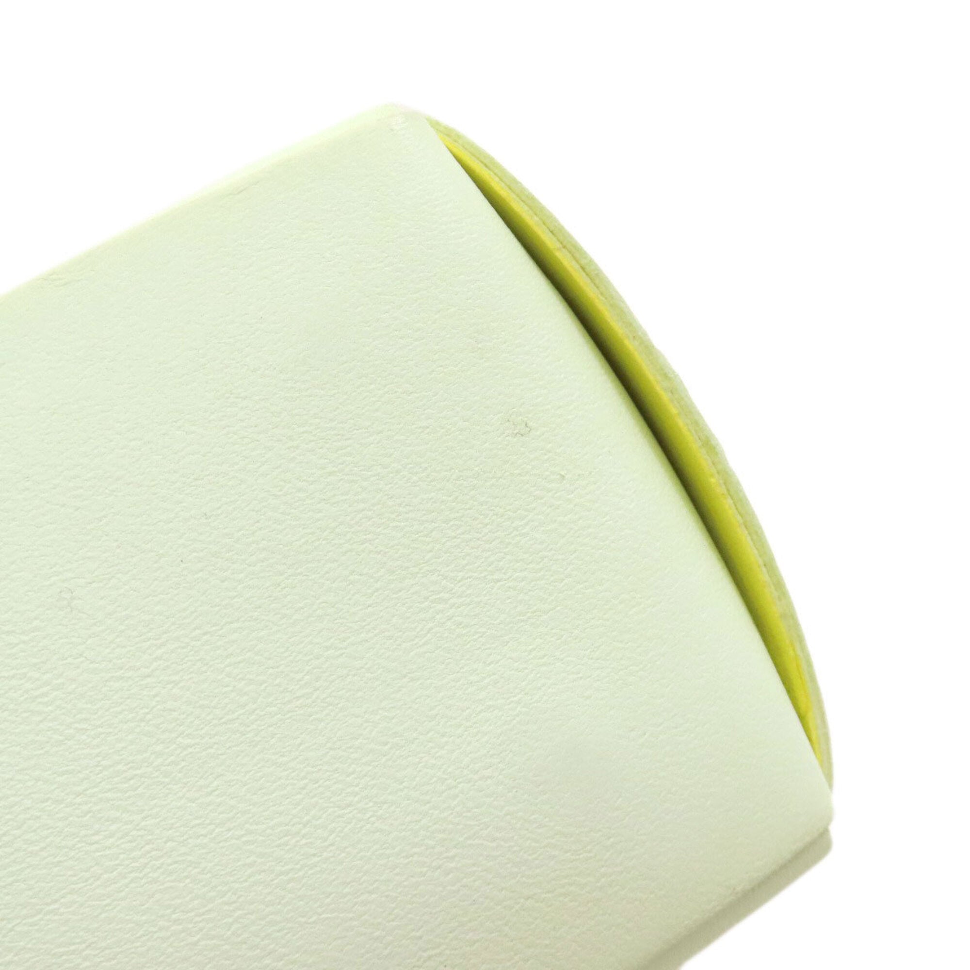 Bottega Veneta Green White Leather Handbag Pouch (Pre-Owned)