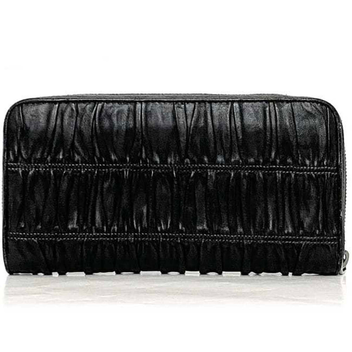 Prada Black Leather Long Wallet (Bi-Fold) (Pre-Owned)
