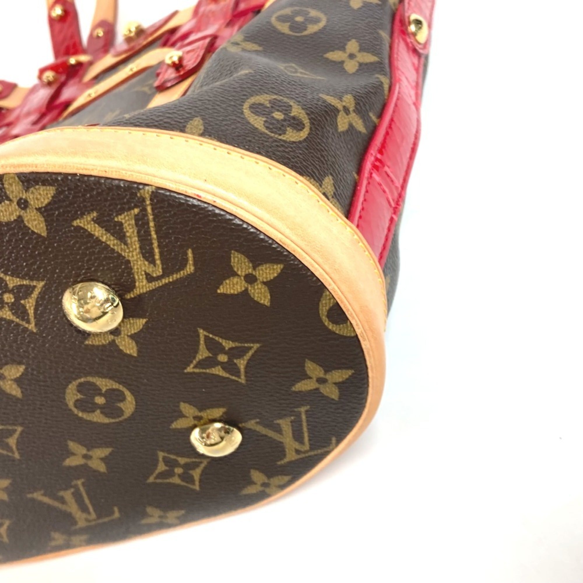 Louis Vuitton Brown Red Color Monogram Patent Leather Shoulder Bag Tote Bag (Pre-Owned)