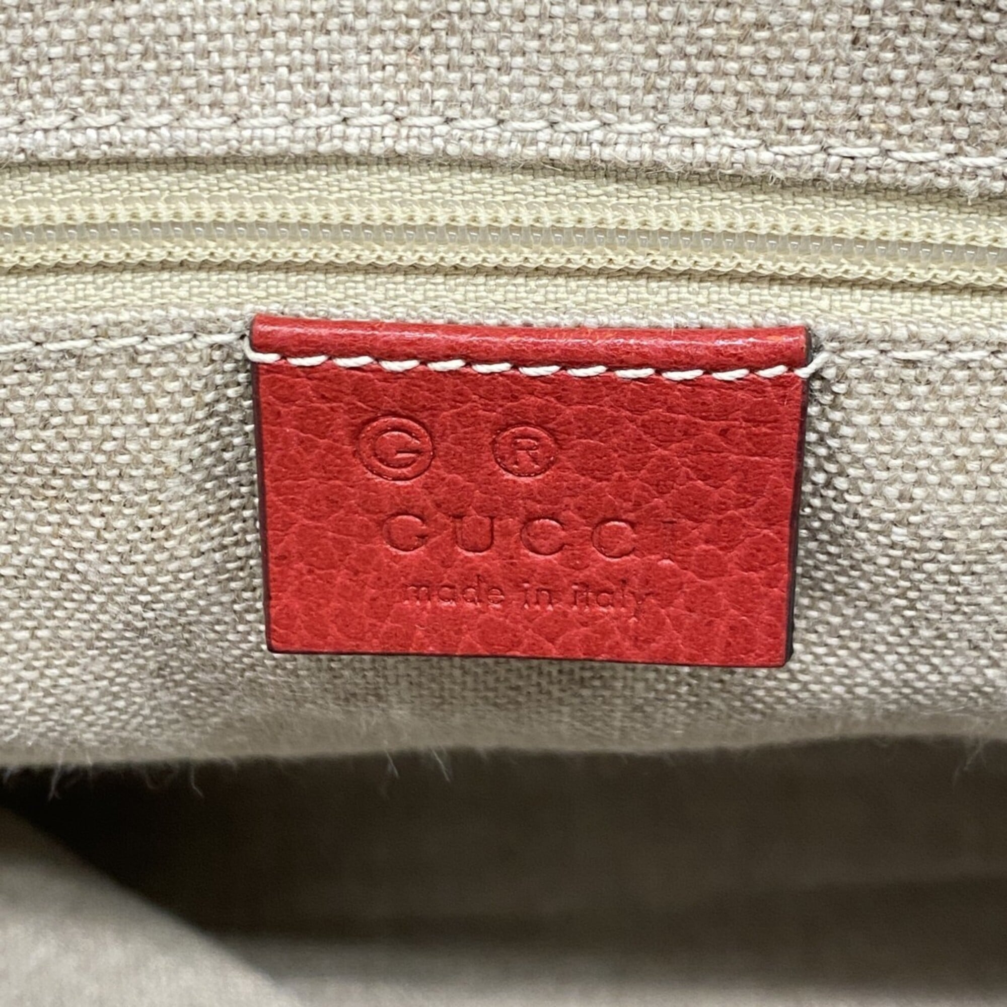 Gucci Red Color Leather Tote Bag (Pre-Owned)