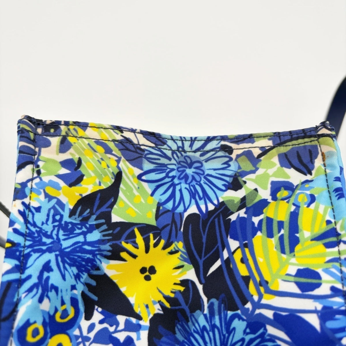 Prada Blue Multi-Color Nylon Leather Tote Bag (Pre-Owned)