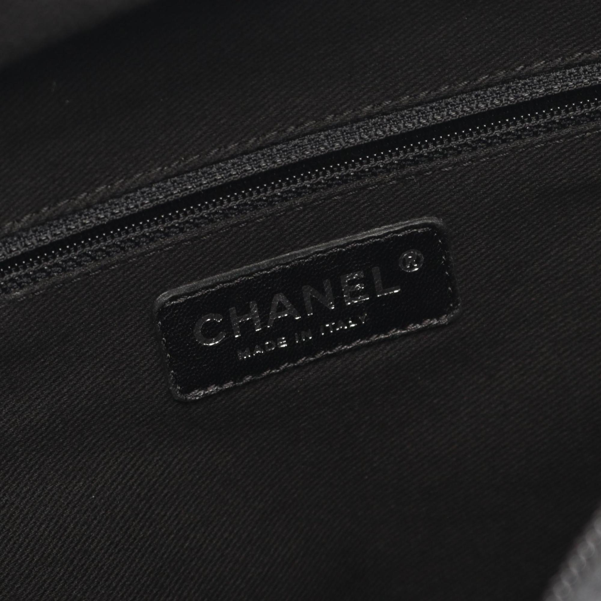 Chanel Black Nylon Leather Handbag Tote Bag (Pre-Owned)